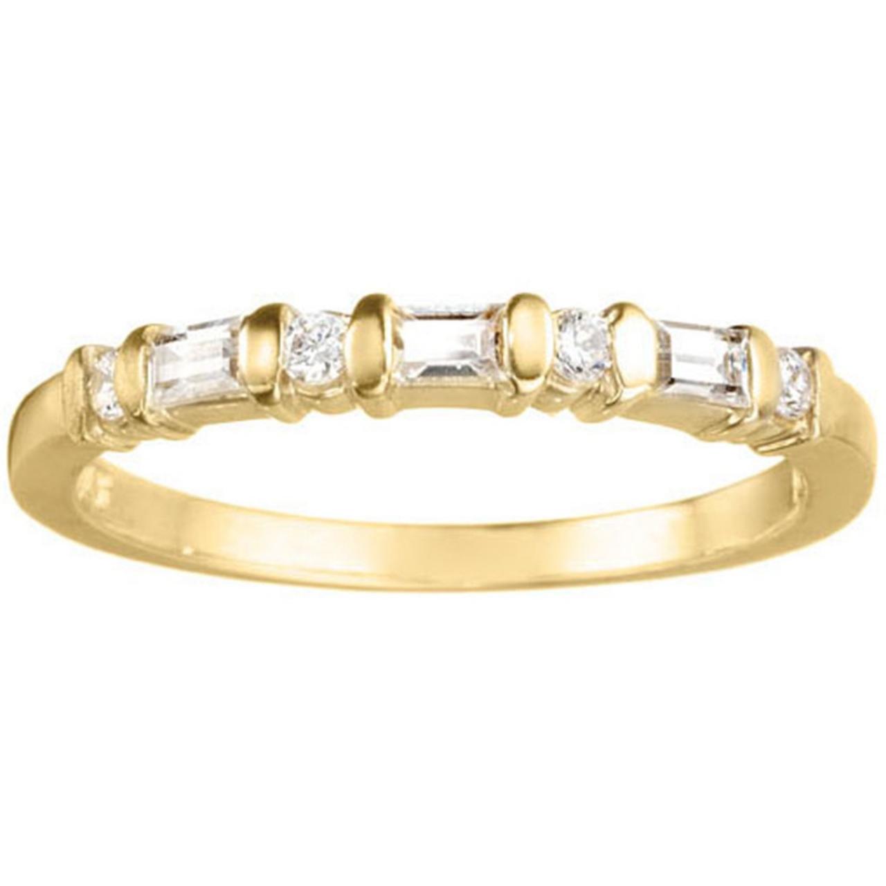 Yellow Wedding Anniversary singapore band wedding Gold yellow 10kt and  Band gold Cubic Baguette Zirconia