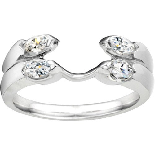 Three Stone Look .20ct Marquise Cubic Zirconia Ring Wrap Solitaire