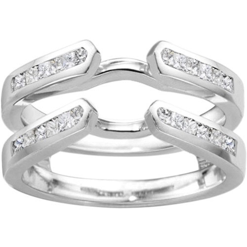 ... Set Cathedral Princess .74ct CZ Sterling Silver Ring Guard Enhancer